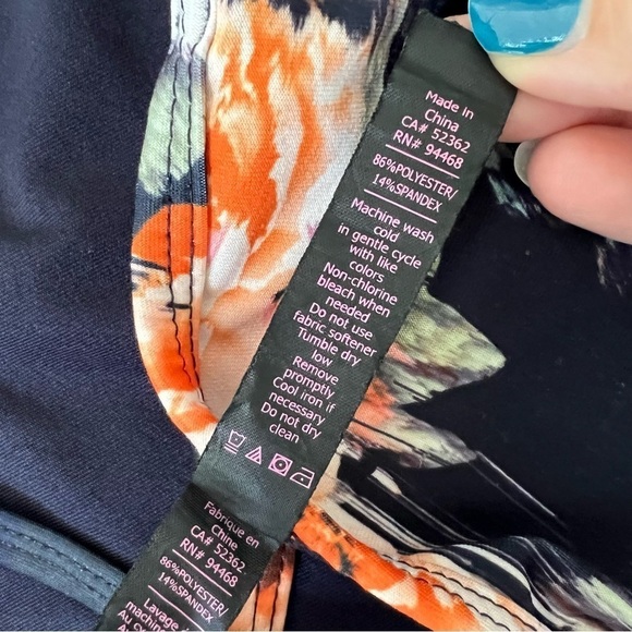 Betsey Johnson Performance Long Line Sports Bra Orange Floral Size Small Workout - Picture 5 of 6